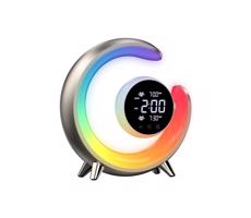 08981L- LED RGBW Lampa ściemnialna stołowa z budzikiem PEACOCK LED/20W/5V USB