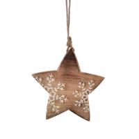 4Home Dekoracja z drewna mango Snowflake Star, 20 cm