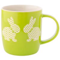 Altom Kubek porcelanowy Króliki, 360 ml, zielony, zielony