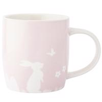 Altom Kubek porcelanowy Zając z motylem, 360 ml,różowy, różowy