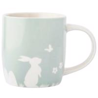 Altom Kubek porcelanowy Zając z motylem, 360 ml,zielony, zielony