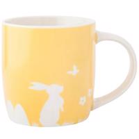 Altom Kubek porcelanowy Zając z motylem, 360 ml,żółty, żółty