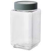 Altom Szklany kwadratowy słoik z pokrywką 1 l,zielony, 1000 ml