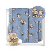 Bellatex Koc dziecięcy Ella Monkey niebieski, 100 x 150 cm