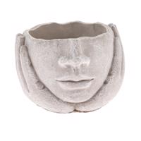 Betonowa osłonka na doniczkę Head in hands szara,15 x 11 cm