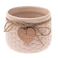 Ceramiczna osłonka na doniczkę Heart, beżowy, , 9,7 x 12 cm