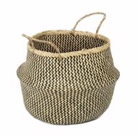 Compactor Kosz do przechowywania pleciony z trawy morskiej Belly, 45 x 36 cm, czarny, czarny, L
