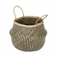 Compactor Pleciony koszyk do przechowywania z trawy morskiej Belly, 35 x 32 cm, czarny, czarny, M