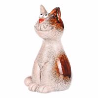 Dekoracja ogrodowa na ogrodzenie Cat, 9 x 9 x 15cm, ceramiczna, beżowy, 15 cm