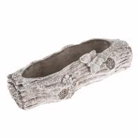 Doniczka betonowa Pień z motylem, 29,5 x 8 x 11 cm