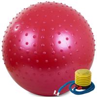 Gimnastyczna piłka do masażu 60 cm z pompką, czerwony, czerwony
