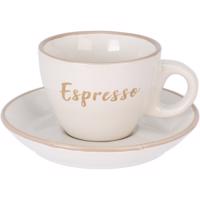 Kamionkowa filiżanka ze spodkiem do espresso, 100ml, kremowa, kremowy