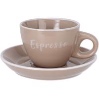 Kamionkowa filiżanka ze spodkiem Espresso, 100 ml,moc ha, jasnobrązowy