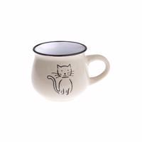Kubek ceramiczny Kot 230 ml,  śmietanowy