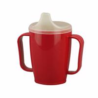 Kubek z ustnikiem i dwoma pokrywkami 250 ml, czerwony, czerwony