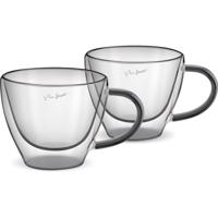 Lamart LT9117 2-częściowy zestaw szklanek docappuccino Vaso, 190 ml, czarny, czarny