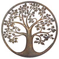 Metalowa dekoracja ścienna Drzewo Życia, szaro-złoty, 39,8 cm