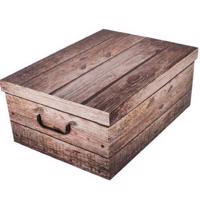 Pudełko do przechowywania z pokrywą Wood, szary, 51 x 37 x 24 cm