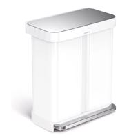 Simplehuman Pedałowy kosz na odpady segregowane,58 l, stal biały