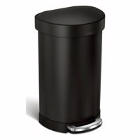 Simplehuman Półokrągły kosz pedałowy z ramą zestali nierdzewnej 45 l, czarny