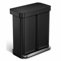 Simplehuman Prostokątny kosz na pedały z kieszeniąna torbę 34 + 24 l, czarny