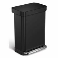 Simplehuman Prostokątny kosz na pedały z kieszeniąna worek 55 l, czarny