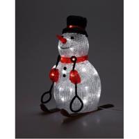 Świąteczna dekoracja LED Bałwan na nartach 30 LED, czerwony, 31 cm