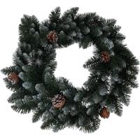 Świąteczny wieniec dekoracyjny Snowy zielony, śr. 60 cm