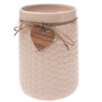 Wazon ceramiczny Wood heart beige, 14 x 20 cm