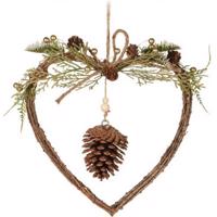 Wisząca dekoracja świąteczna Woody Heart, 34 x 34 x 7 cm