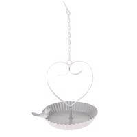 Wiszący metalowy karmnik dla ptaków Bird's heartbiały, 18 x 21 cm