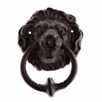Żeliwna kołatka Lion czarna, 20 x 27 cm