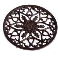 Żeliwna podkładka pod garnek Mandalle czarna,średnica 19 cm
