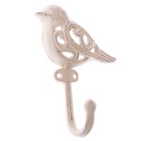 Żeliwny wieszak Bird biały, 15 x 11 cm