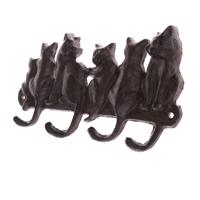 Żeliwny wieszak na płaszcze Cats czarny, 11 x 22cm