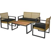 Zestaw mebli ogrodowych Gandia, 4 szt., metal,rattan PE